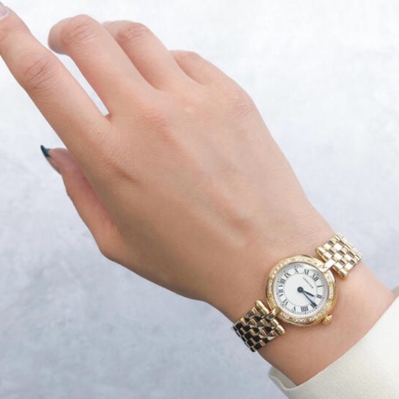 CARTIER PANTHERE VENDOME 23mm 18K Yellow Gold 0.34TCW Diamond Watch White Dial